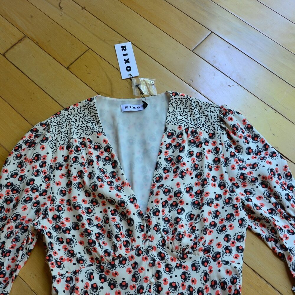 RIXO Juni Puff-sleeve Mini-dress In Micro Shell Size XS - Picture 4 of 14